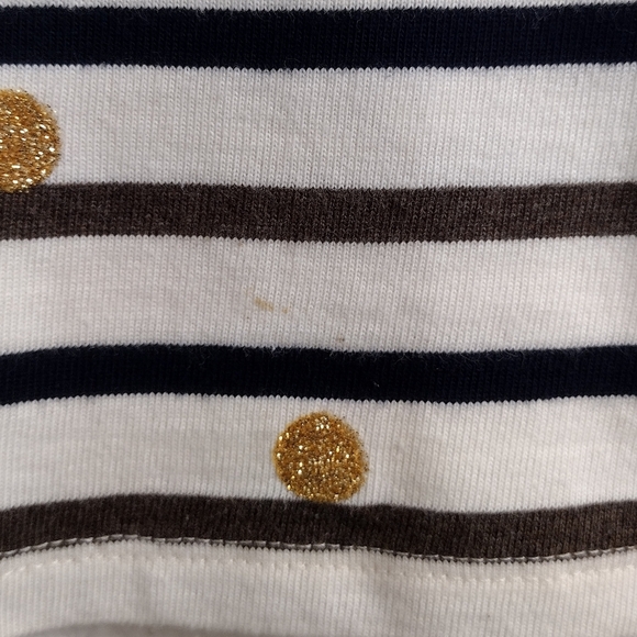 Talbots Petite Summer Striped Gold Glitter Polka Dot Pullover Long Sleeve Top - Picture 14 of 14